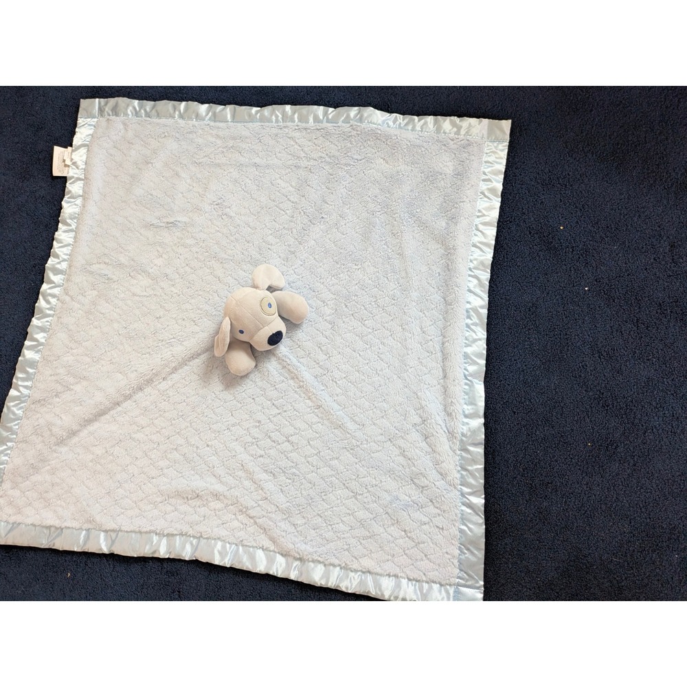 Everyday Kids Blue Dog Security‎ Blanket Plush Lovey Satin Trim Toy 31x31" large